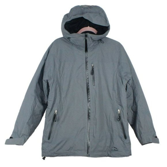 LL Bean Gray Winter Warm Down Parka Ski Hooded Jacket Size M Reg - Picture 1 of 9